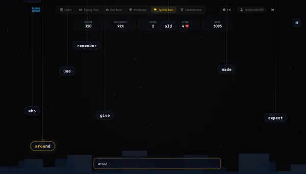 img of Typing Rain on Typing Genius: Turn Practice into a Challenge
